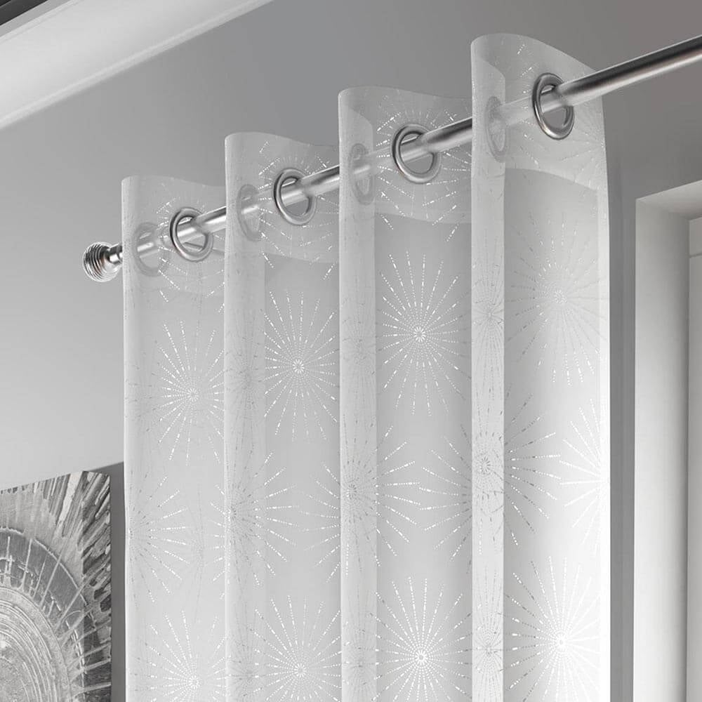 Leah White/Silver Eyelet Voile Panel