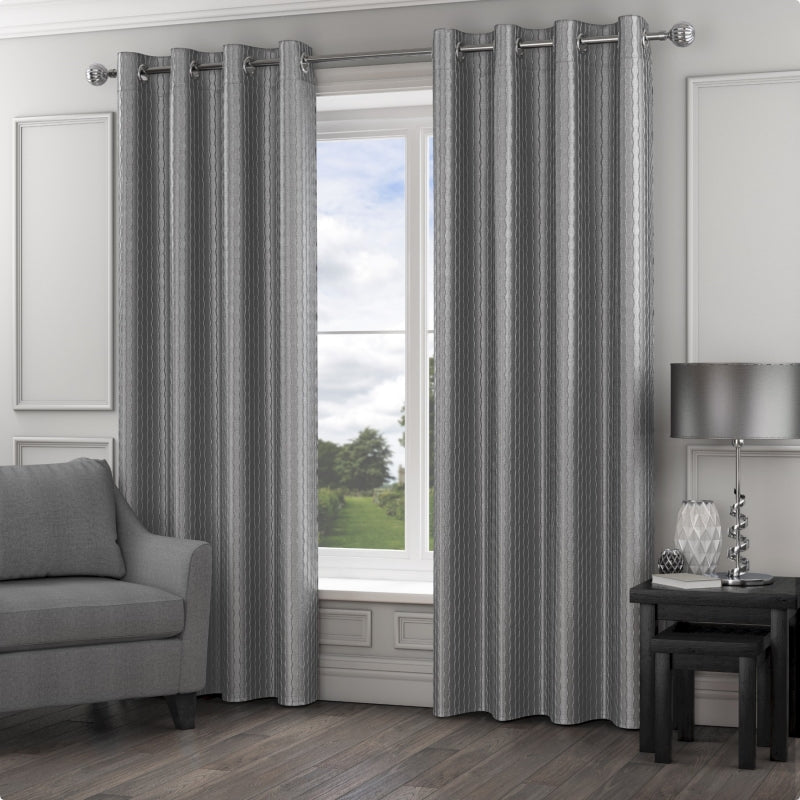 Madison Silver Eyelet Curtains (90