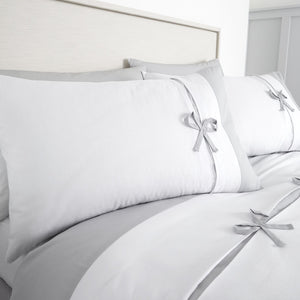 Milo Bow Duvet Set - Grey