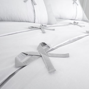Milo Bow Duvet Set - Grey
