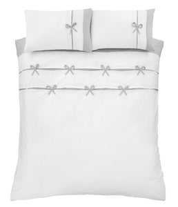 Milo Bow Duvet Set - Grey