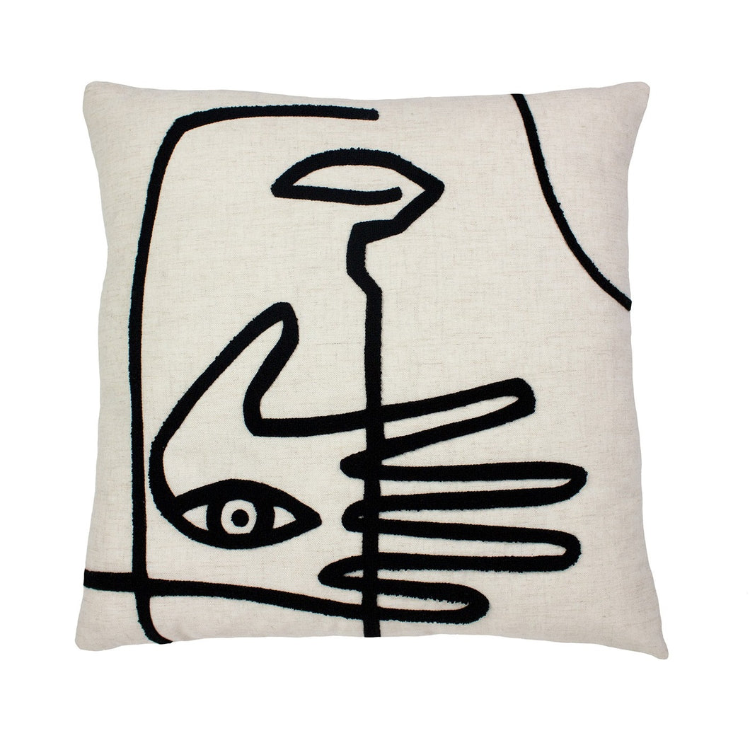 Large Mono Face Cushion Cover