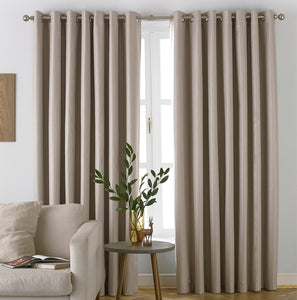 Moon Blackout Eyelet Curtains - Natural