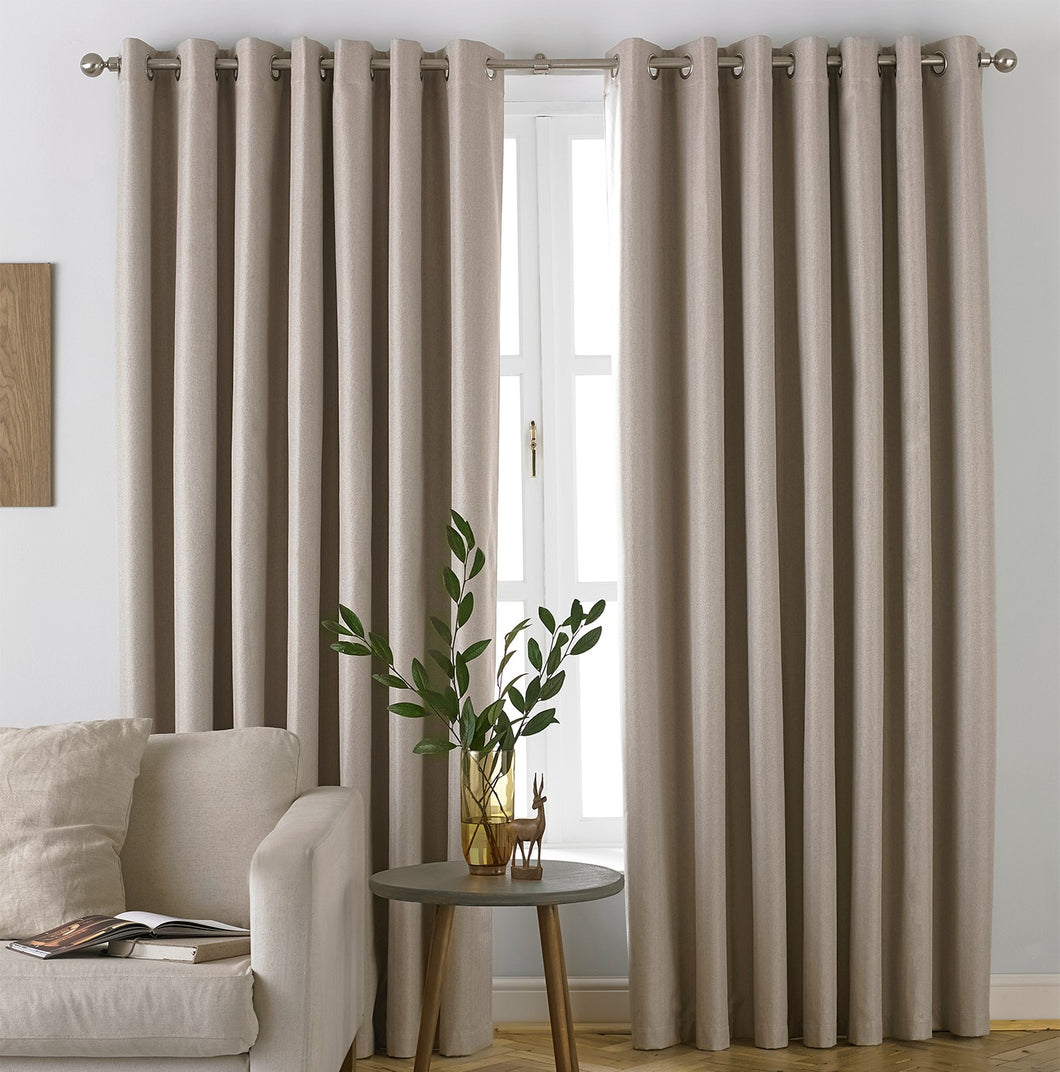 Moon Blackout Eyelet Curtains - Natural