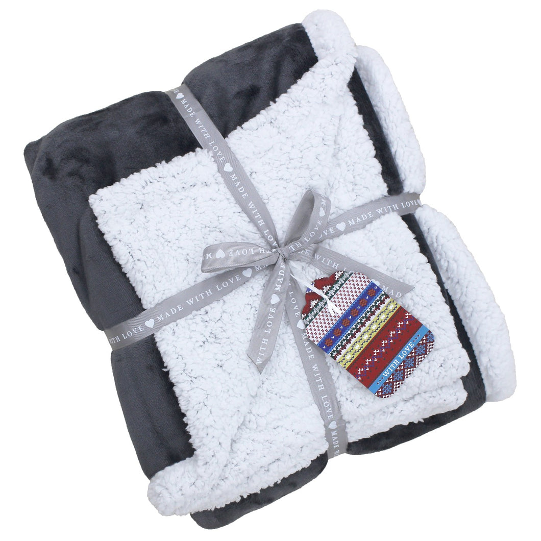 Charcoal Lux Sherpa Fleece Throw