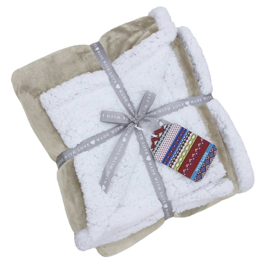 Natural Lux Sherpa Fleece Throw