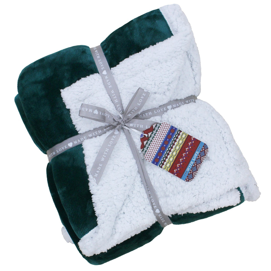 Teal Lux Sherpa Fleece Throw
