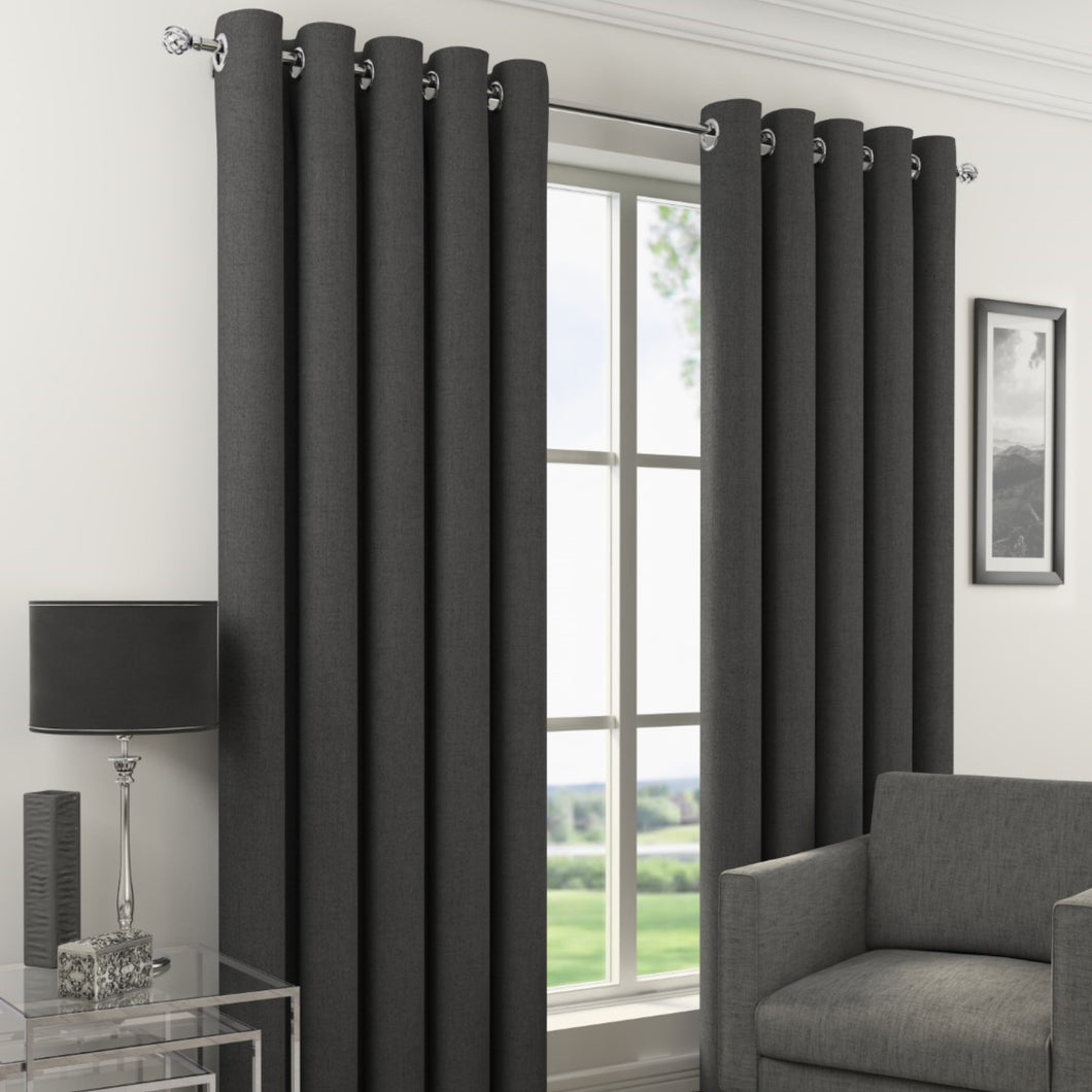 Orion Charcoal Blackout Eyelet Curtains