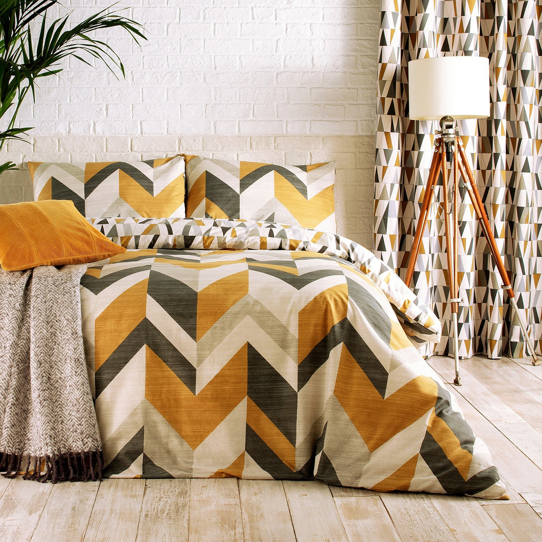 *Reno Charcoal/Gold Duvet Set (DOUBLE AND KING)