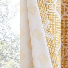 Load image into Gallery viewer, Geo Textured Diamond Eyelet Curtains - Ochre
