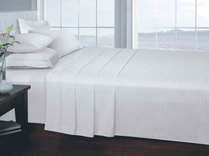 Satin Stripe White 250TC Fitted Sheet