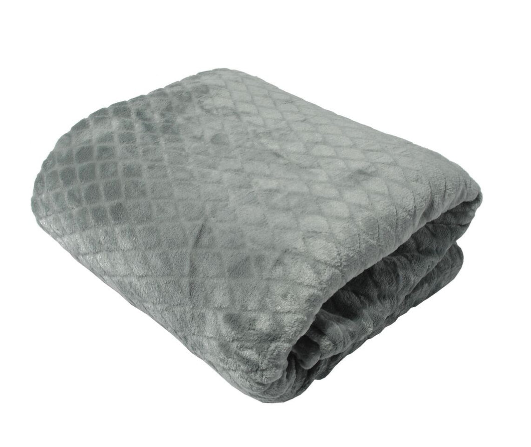 Diamond Sheared Throw - Slate Grey