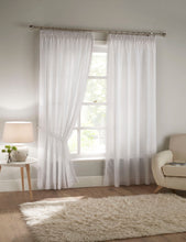 Load image into Gallery viewer, Pom Pom White Lined Voile Pencil Pleat Pair
