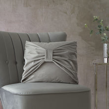 Load image into Gallery viewer, Velvet Bow Silver Cushion Cover
