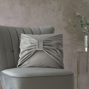 Velvet Bow Silver Cushion Cover